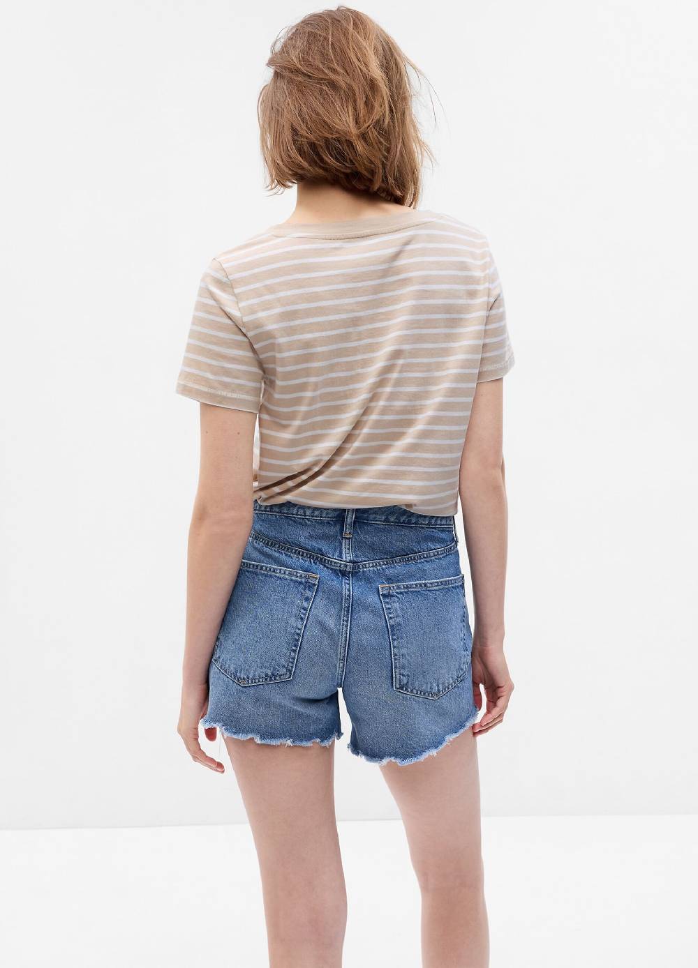 Ovs T-shirt In Cotone Bio A Righe Con Scollo A V