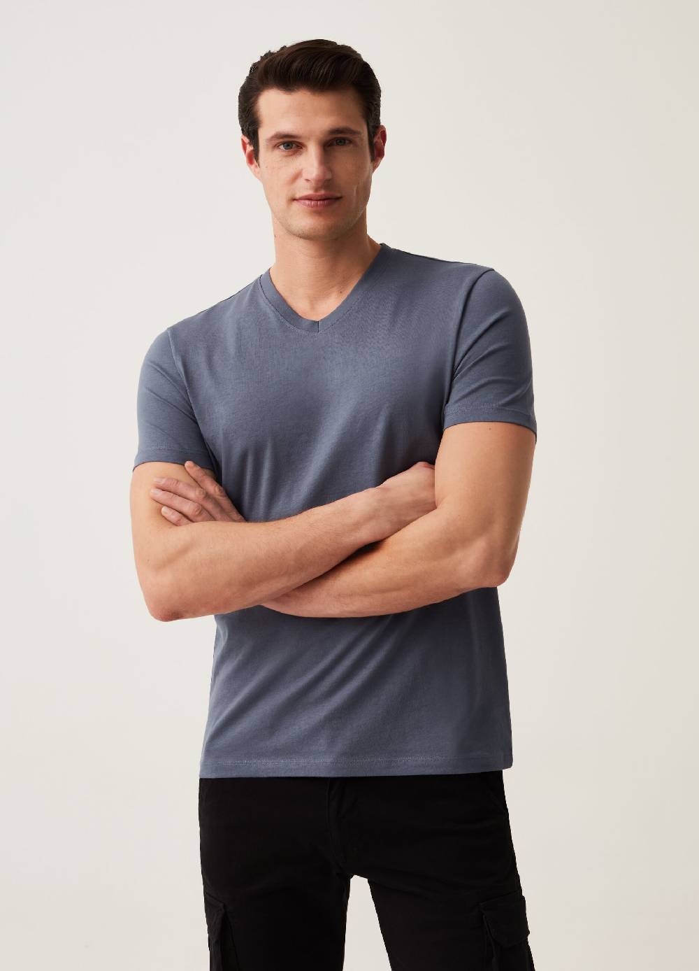 Ovs T-shirt in cotone bio con scollo a V