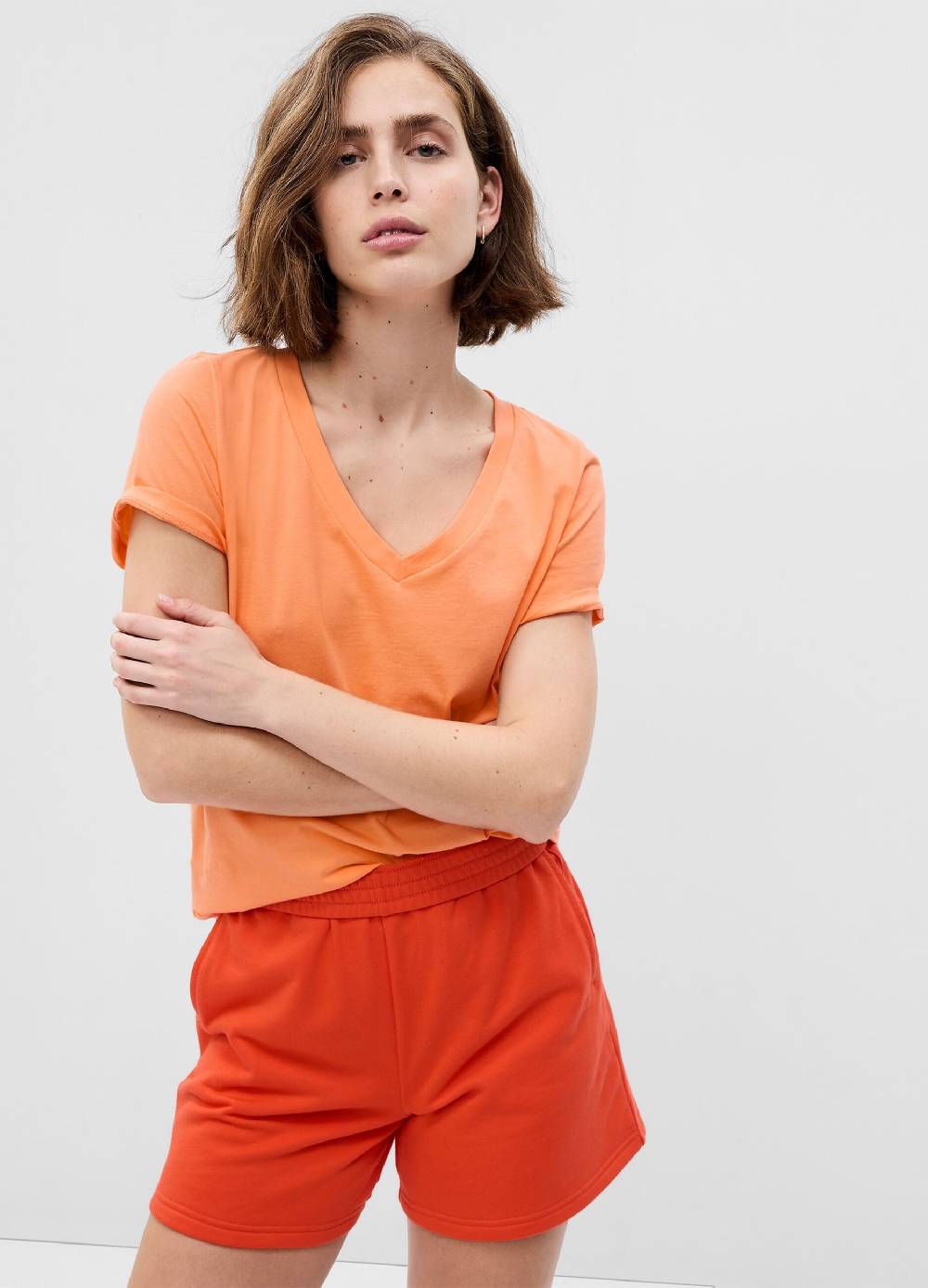 Ovs T-shirt in cotone bio con scollo a V