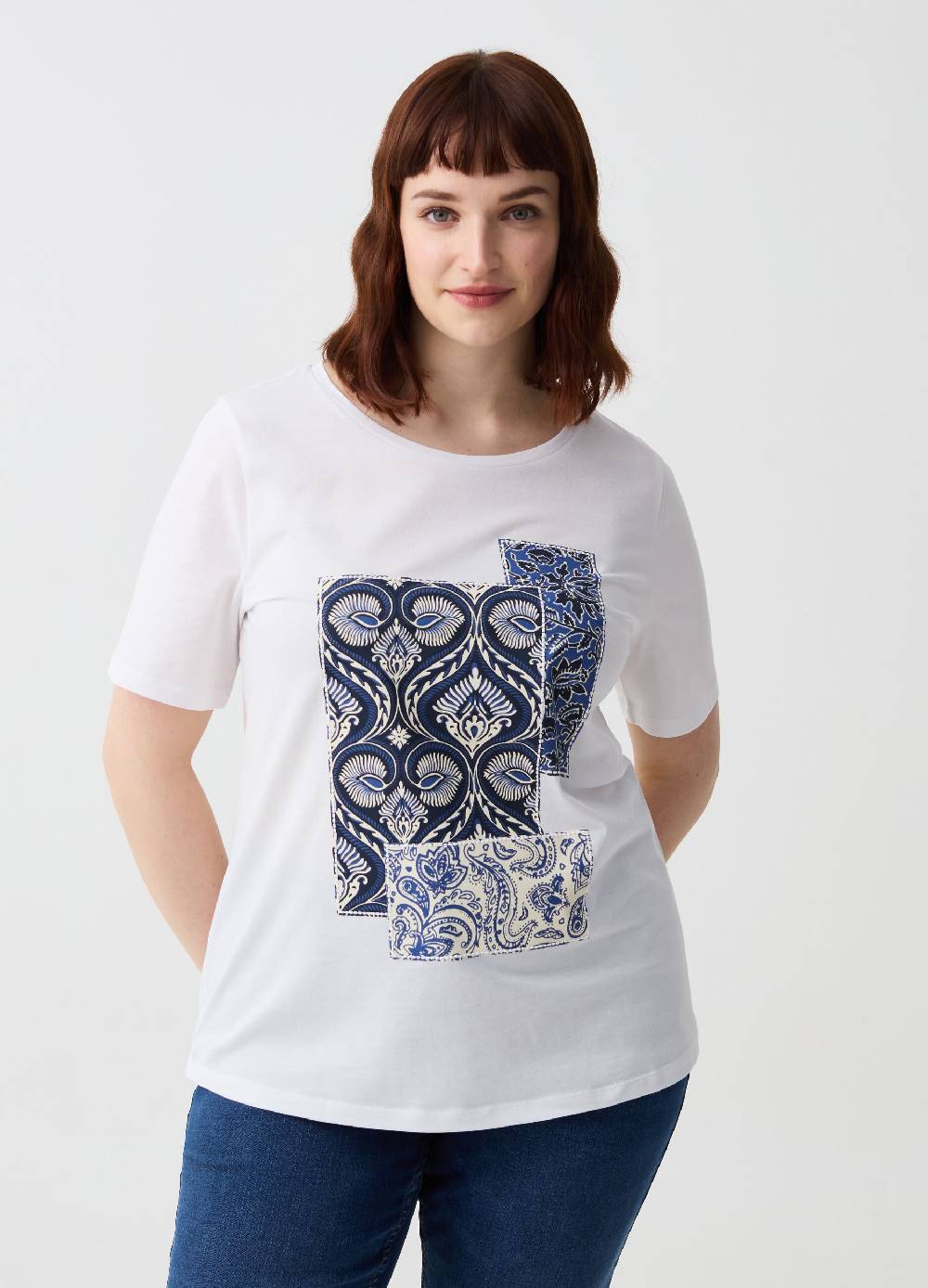Ovs T-shirt in cotone bio con stampa Curvy