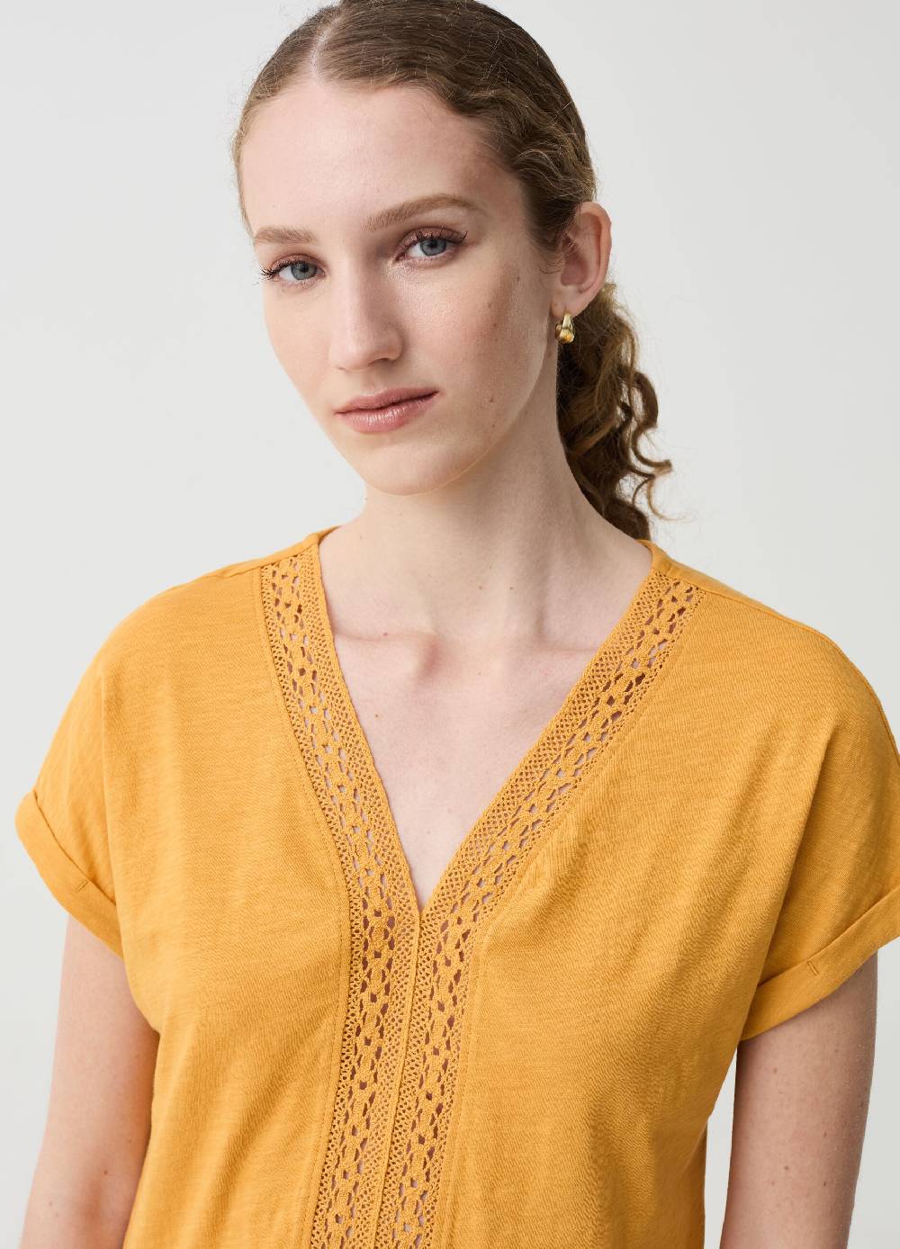 Ovs T-shirt In Cotone Con Inserto Crochet