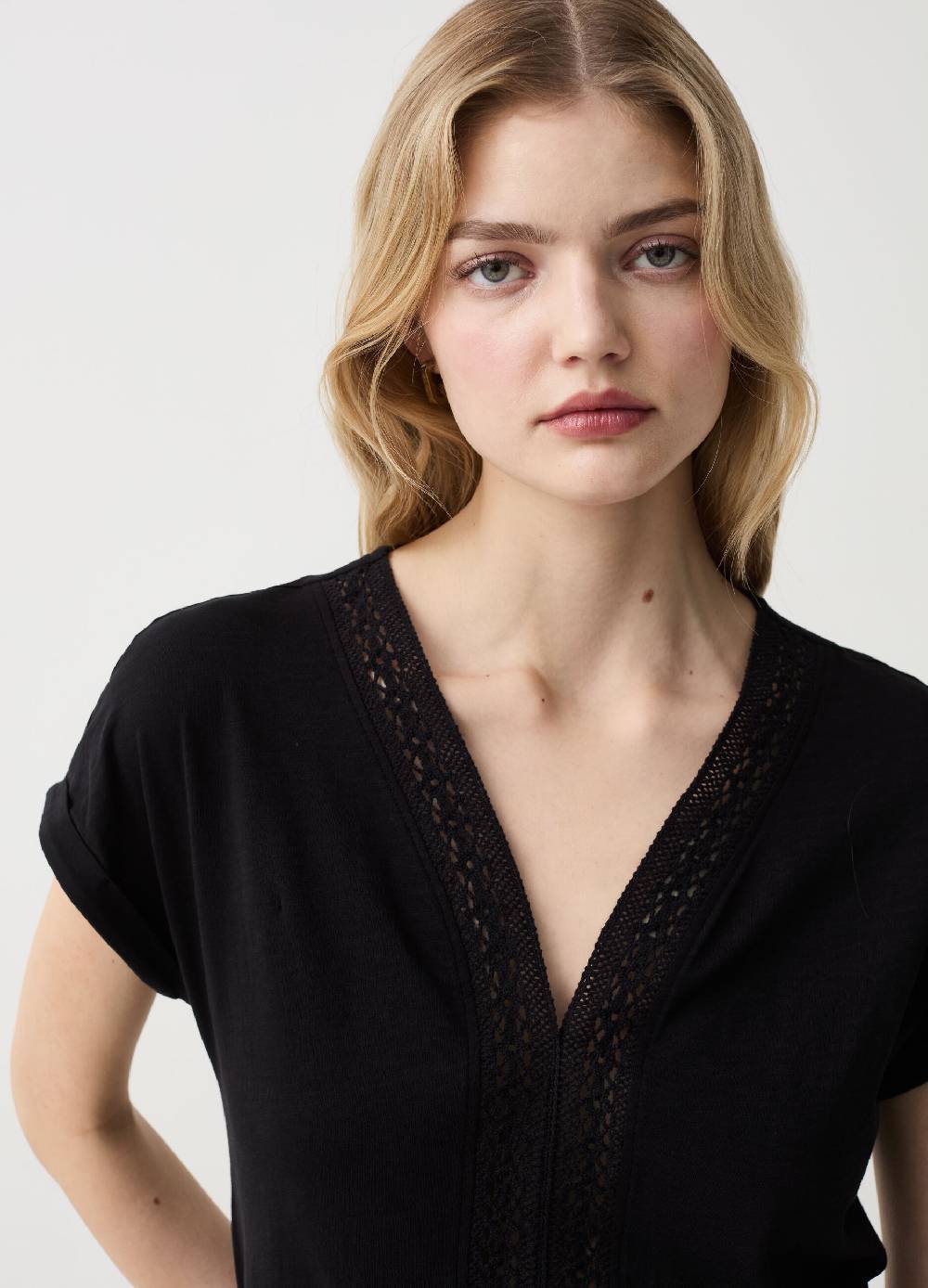 Ovs T-shirt In Cotone Con Inserto Crochet