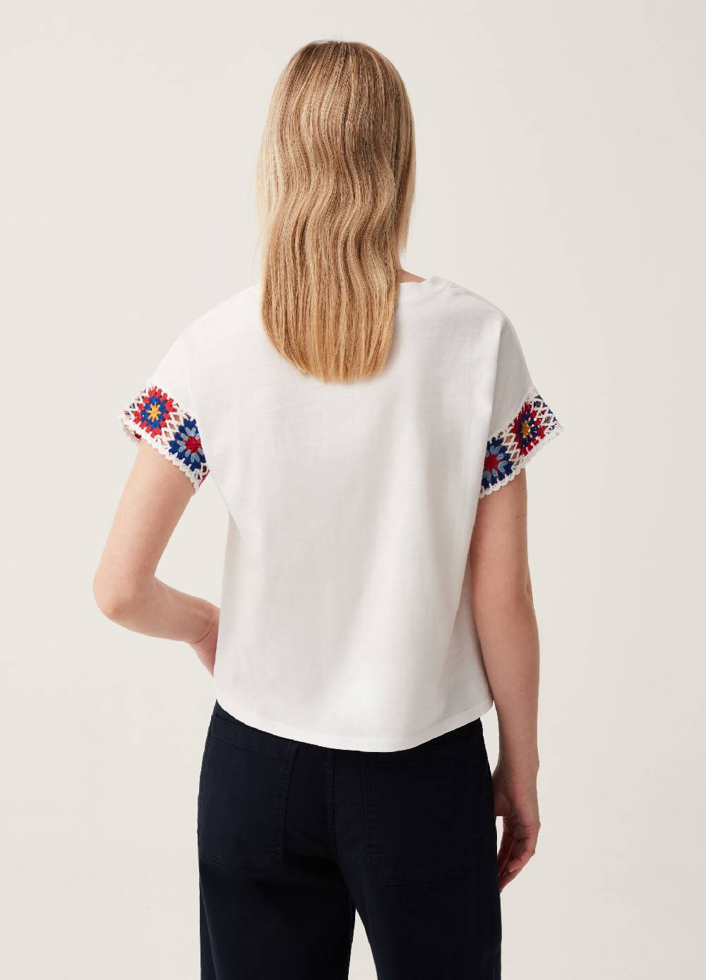 Ovs T-shirt In Cotone Con Inserto Crochet