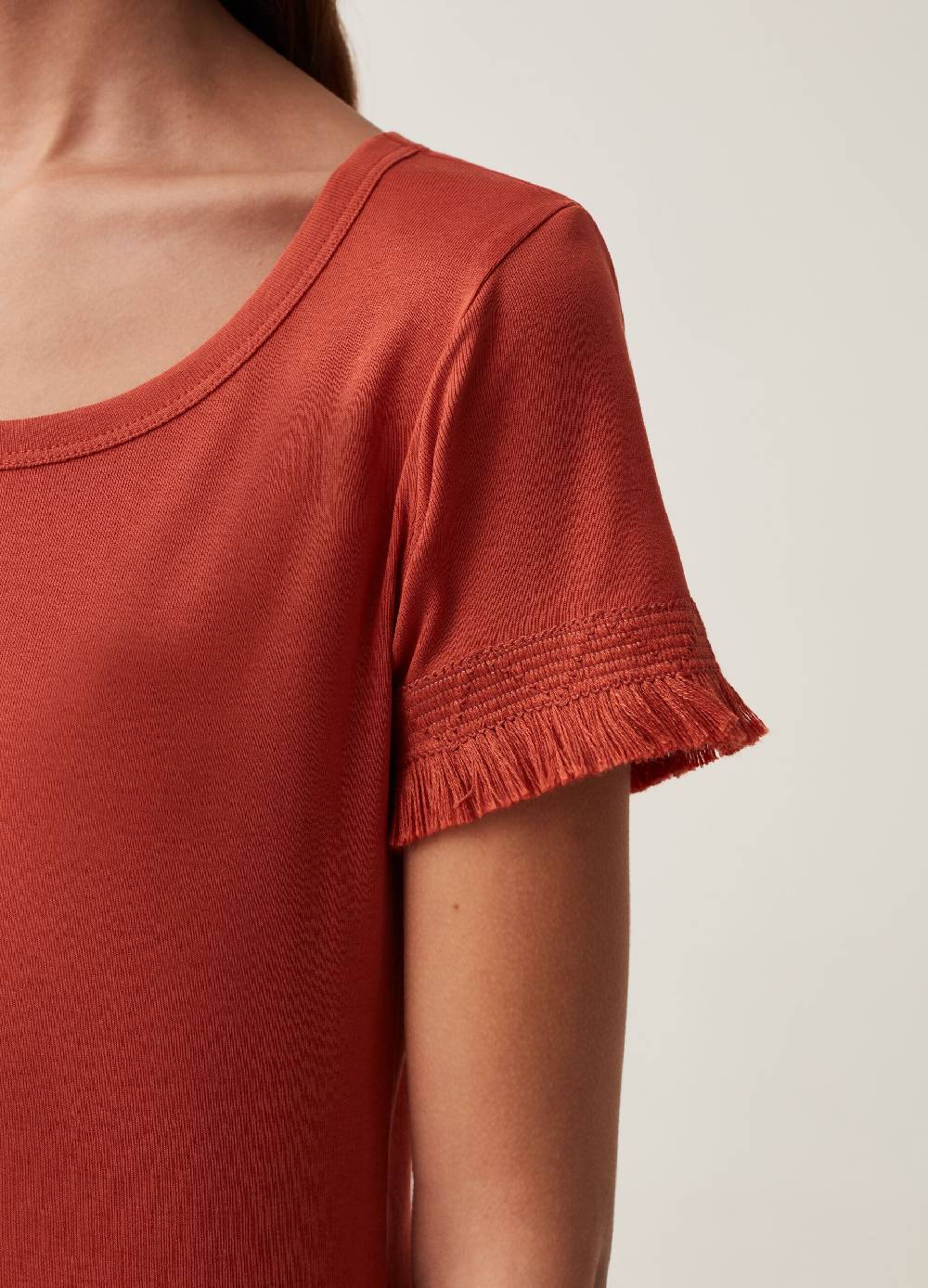 Ovs T-shirt In Cotone Con Inserto Sfrangiato