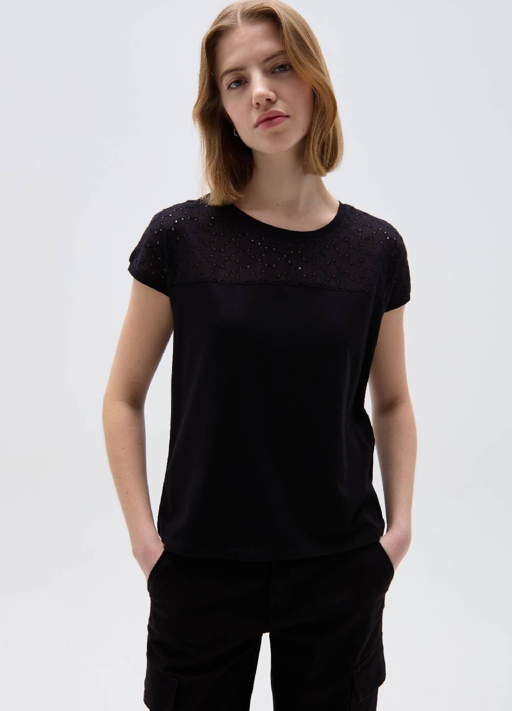 Ovs T-shirt In Cotone Con Sangallo