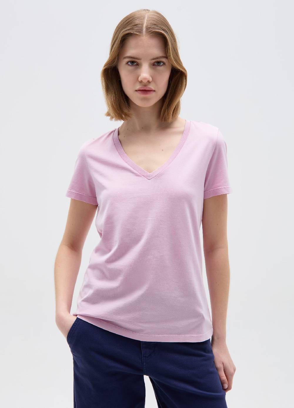 Ovs T-shirt in cotone con scollo a V