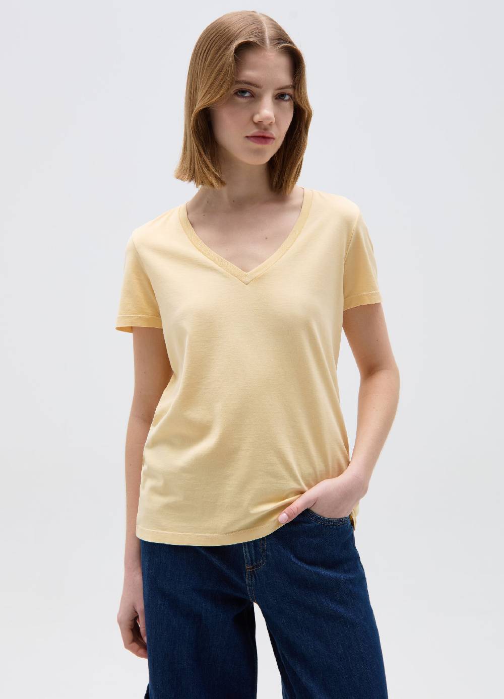 Ovs T-shirt In Cotone Con Scollo A V