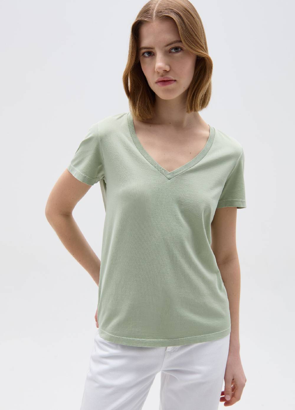 Ovs T-shirt in cotone con scollo a V
