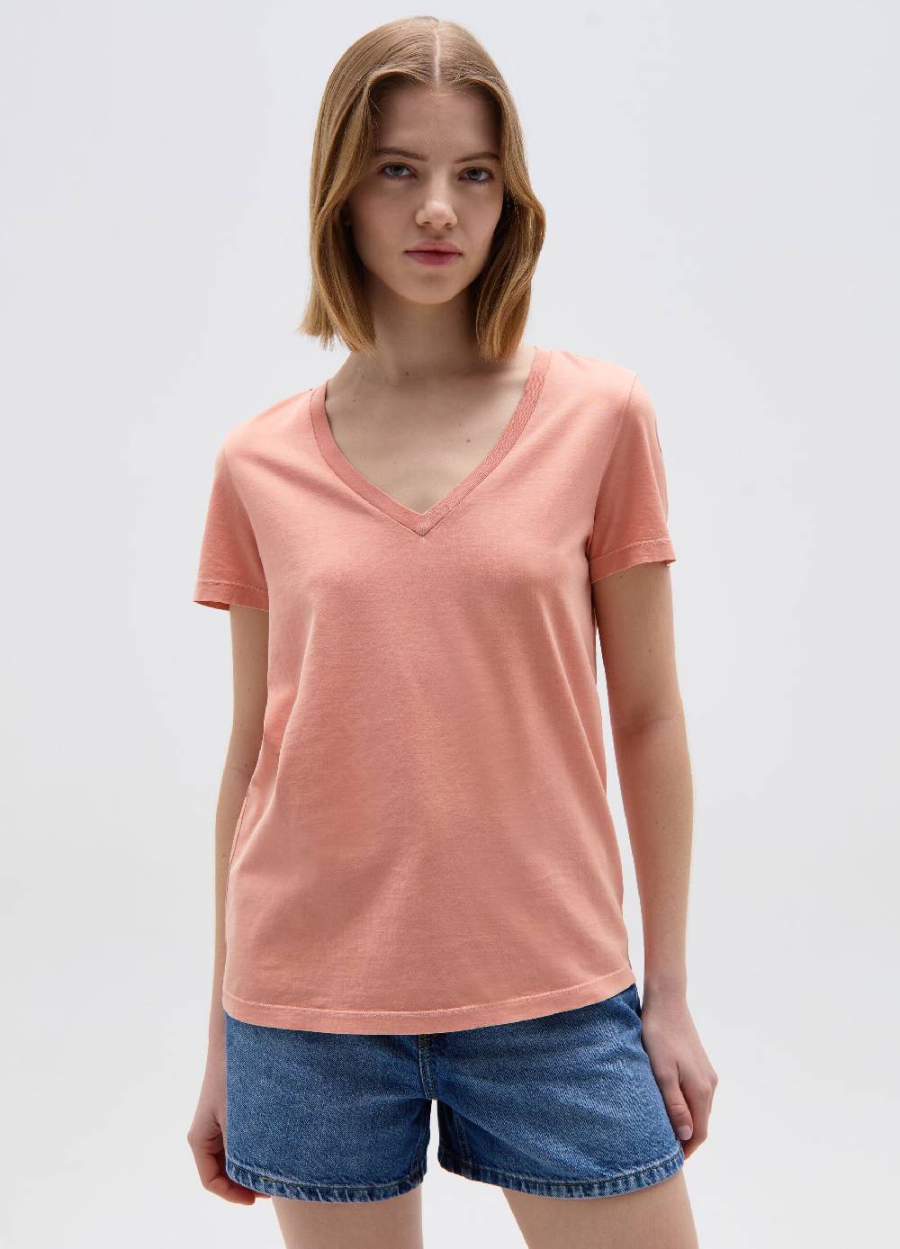 Ovs T-shirt in cotone con scollo a V
