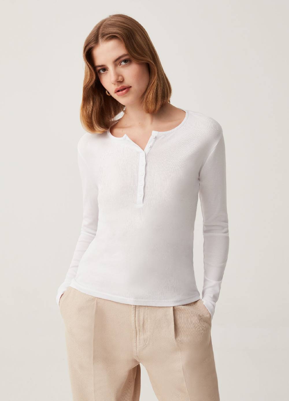 Ovs T-shirt In Cotone Con Scollo Serafino