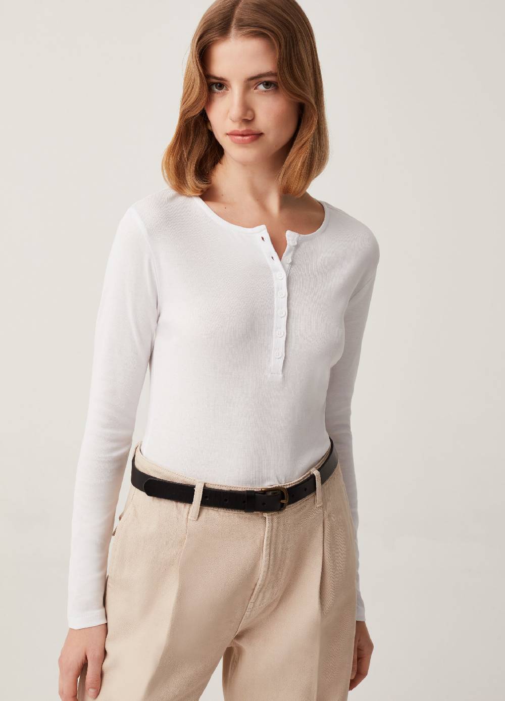 Ovs T-shirt in cotone con scollo serafino