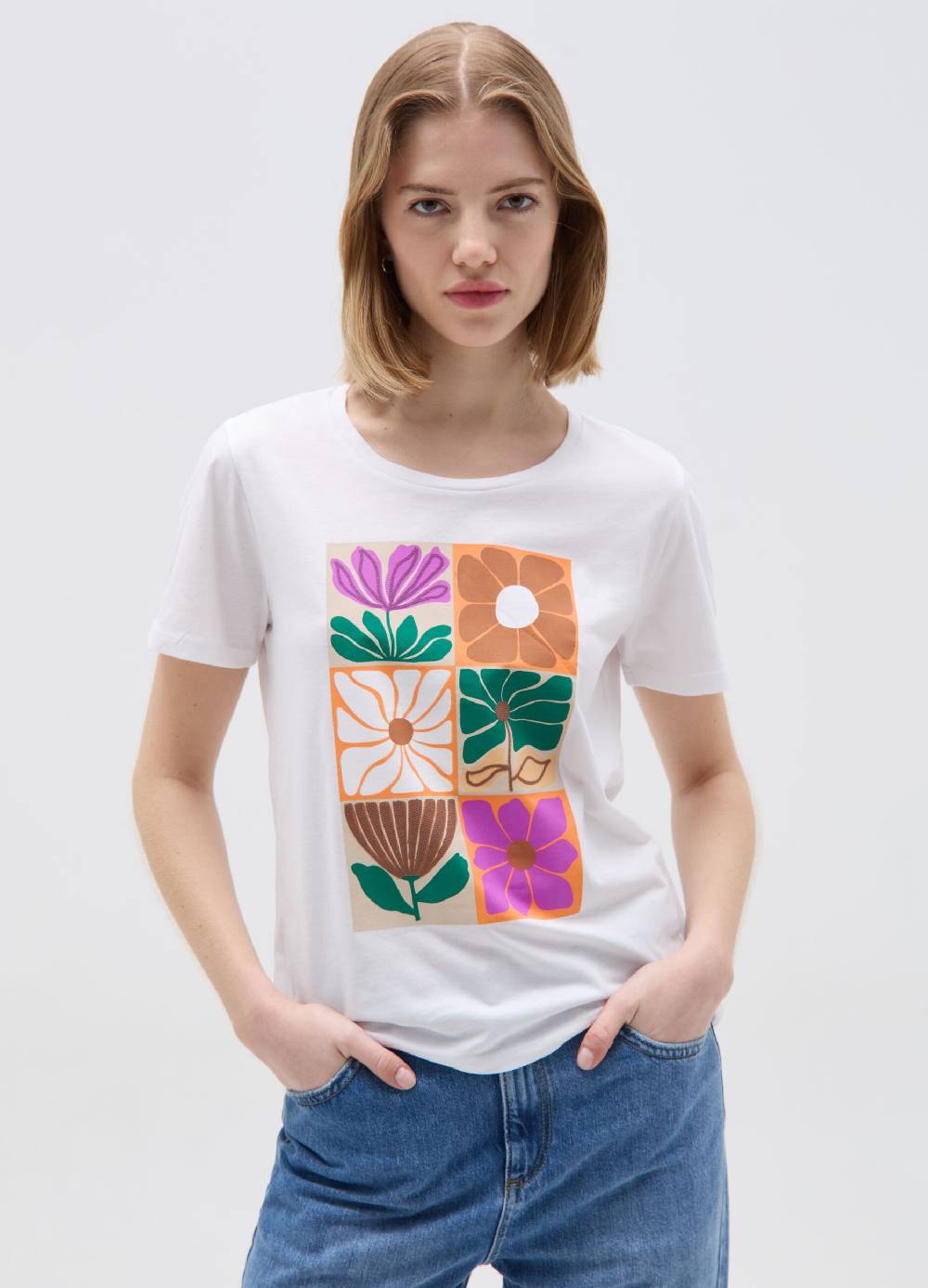 Ovs T-shirt in cotone con stampa a fiori