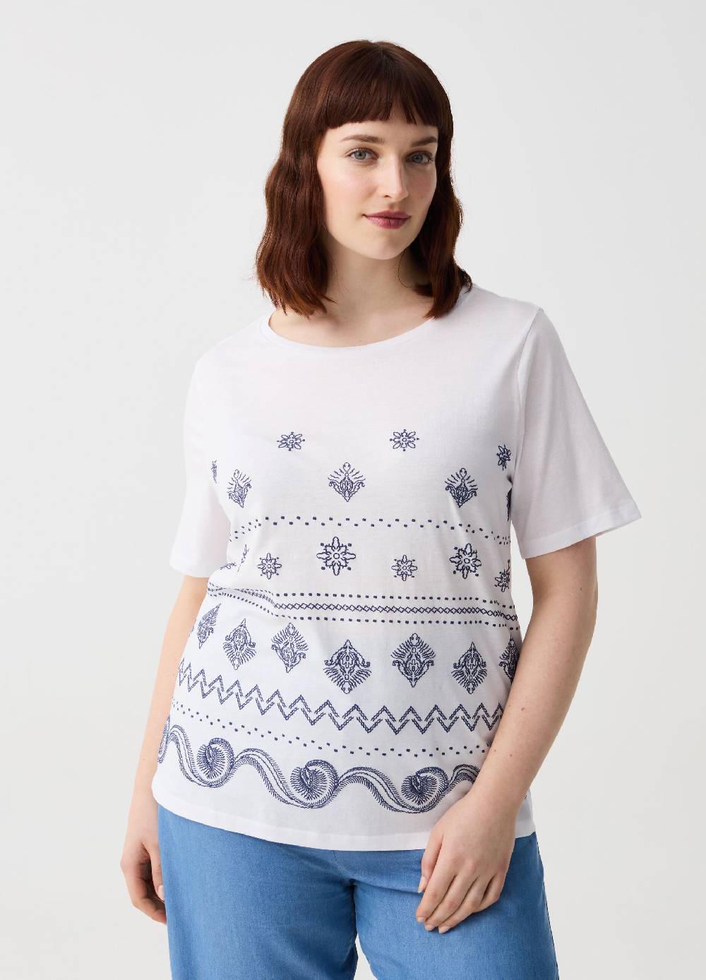 Ovs T-shirt in cotone con stampa boho Curvy