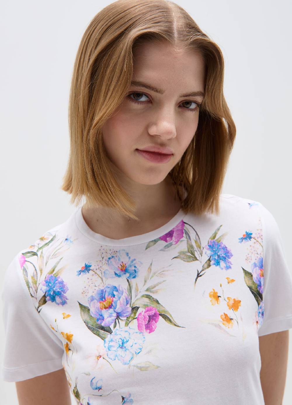 Ovs T-shirt In Cotone Con Stampa Fiori