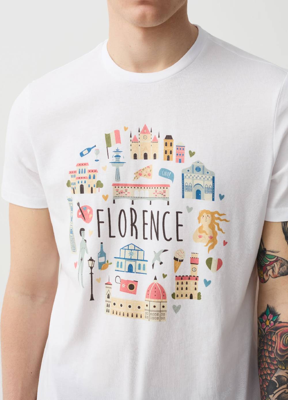 Ovs T-shirt In Cotone Con Stampa Firenze