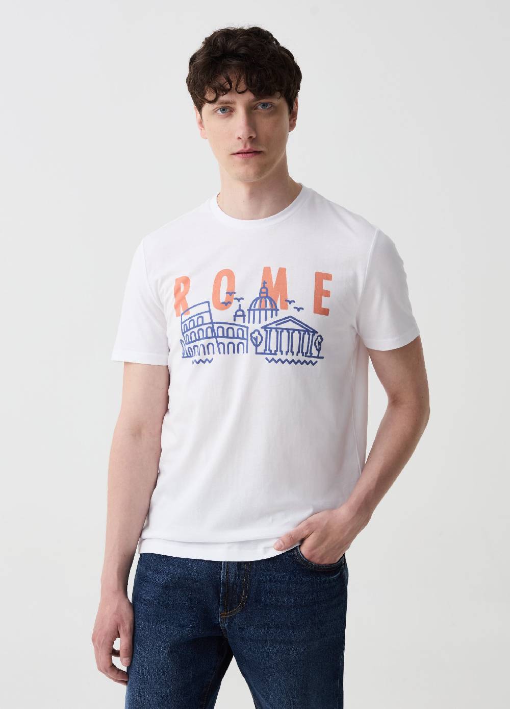 Ovs T-shirt in cotone con stampa Roma