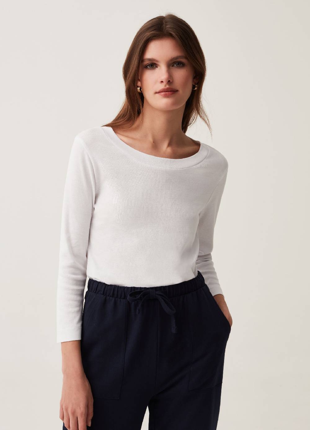 Ovs T-shirt in cotone maniche a tre quarti