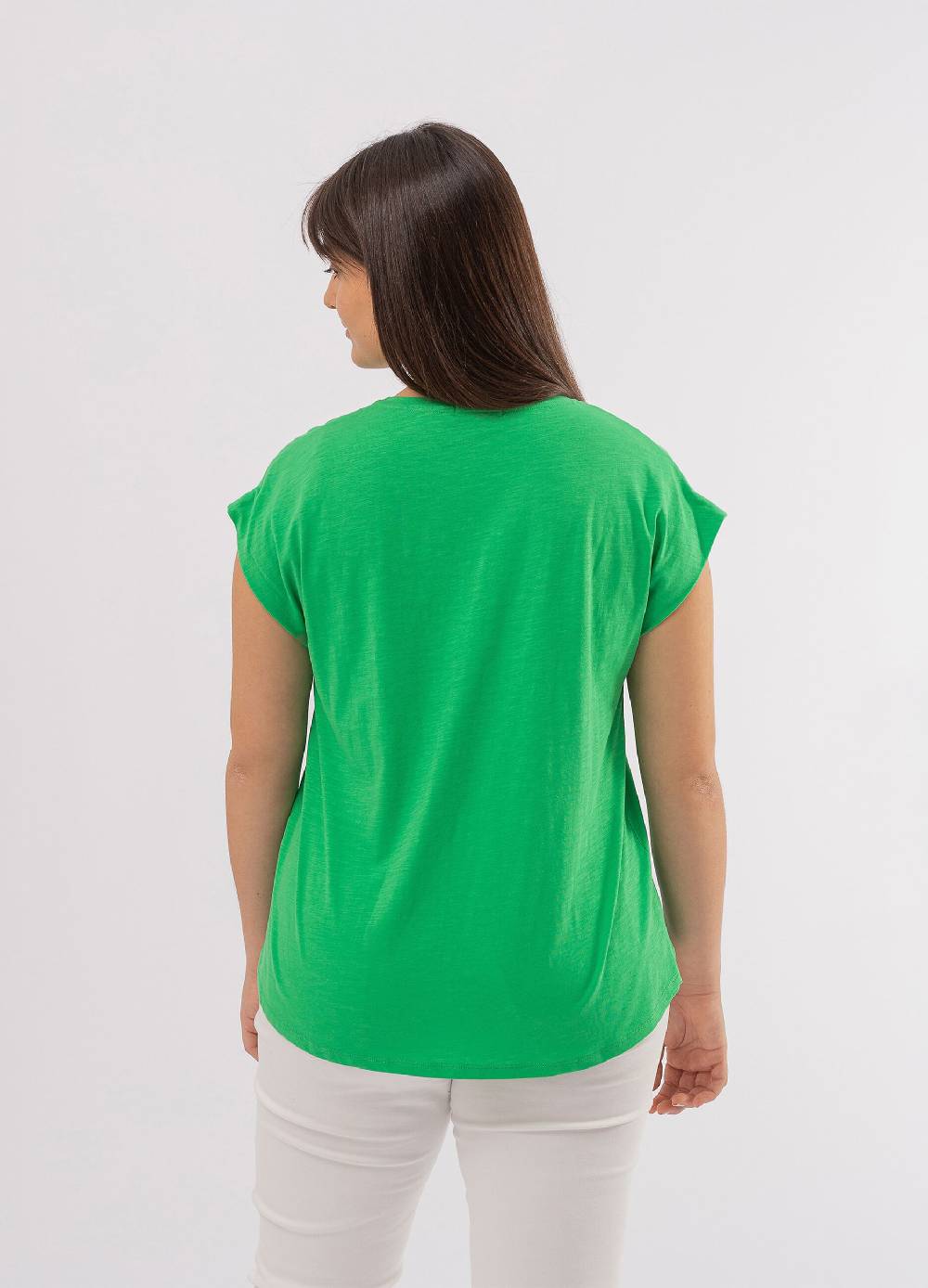 Ovs T-shirt In Cotone Slub Con Scollo A V Curvy