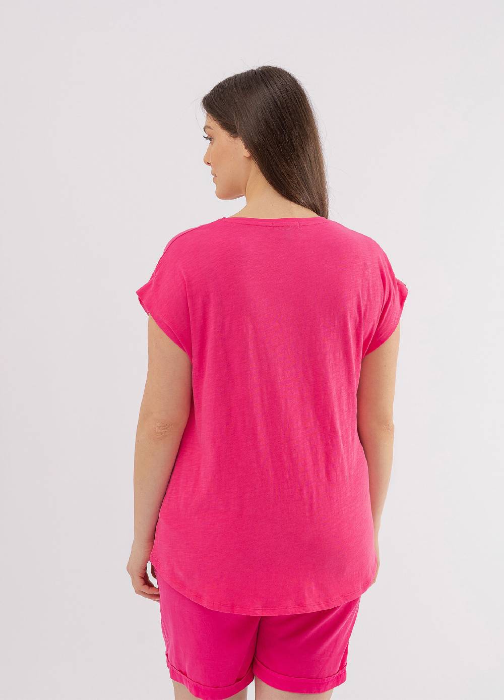 Ovs T-shirt In Cotone Slub Con Scollo A V Curvy