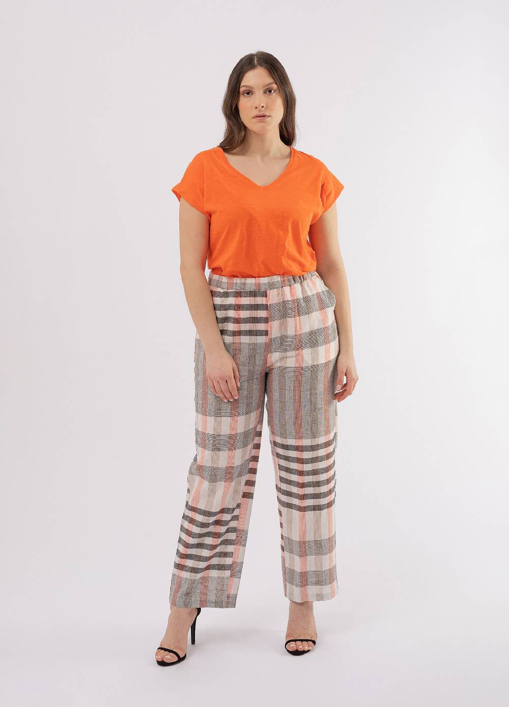 Ovs T-shirt in cotone slub con scollo a V Curvy