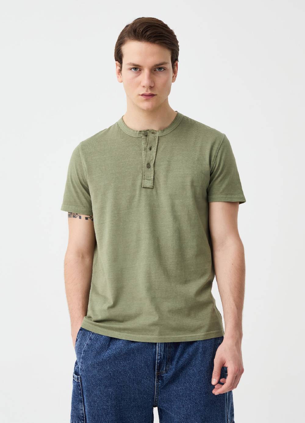 Ovs T-shirt In Cotone Slub Con Scollo Serafino