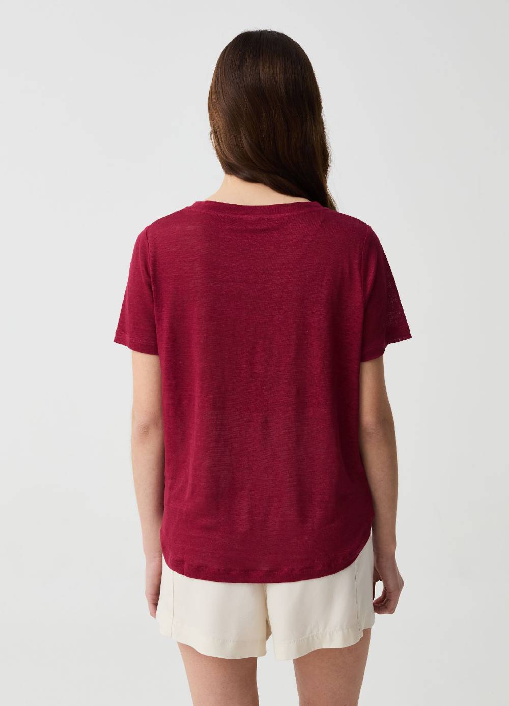 Ovs T-shirt In Lino Con Scollo Rotondo