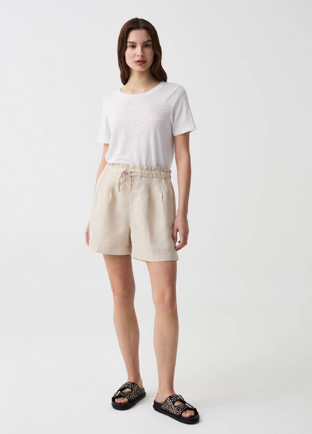 Ovs T-shirt In Lino Con Scollo Rotondo