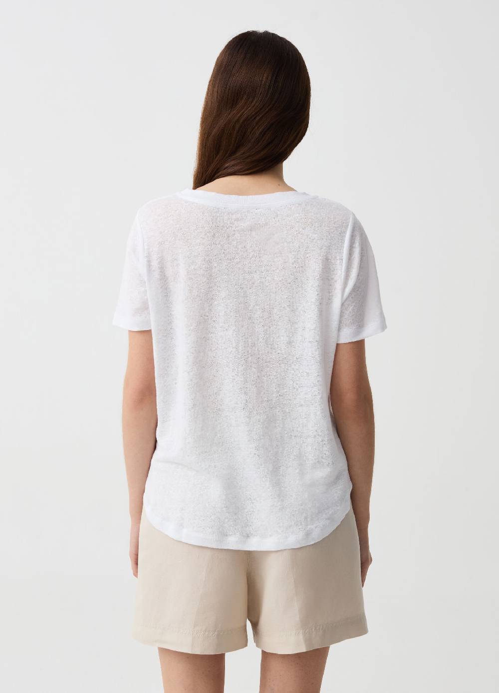 Ovs T-shirt In Lino Con Scollo Rotondo