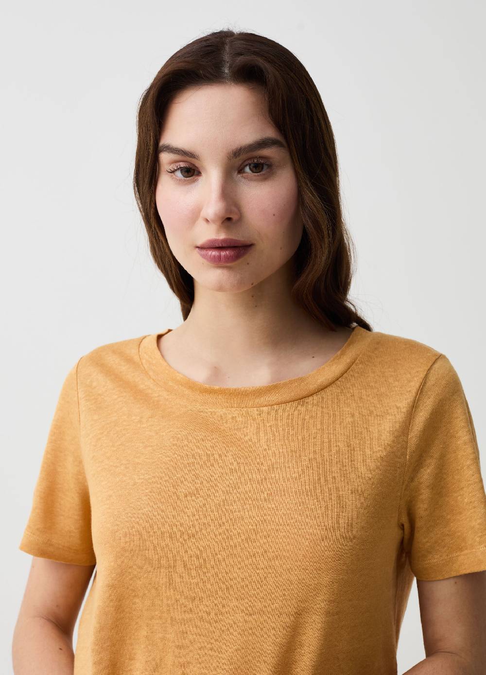 Ovs T-shirt In Lino Con Scollo Rotondo