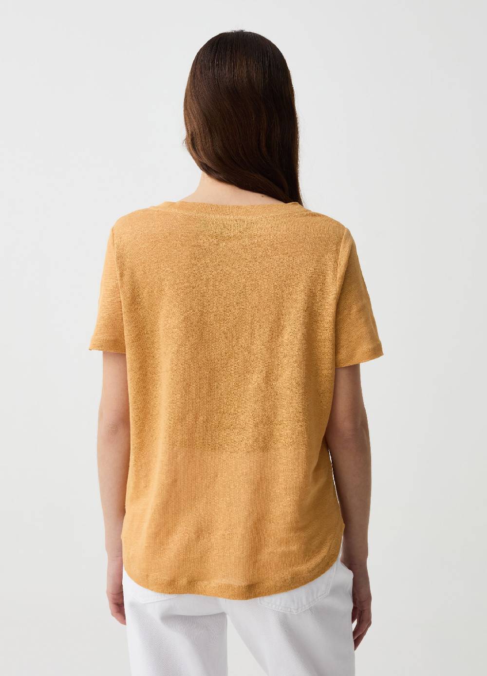 Ovs T-shirt In Lino Con Scollo Rotondo