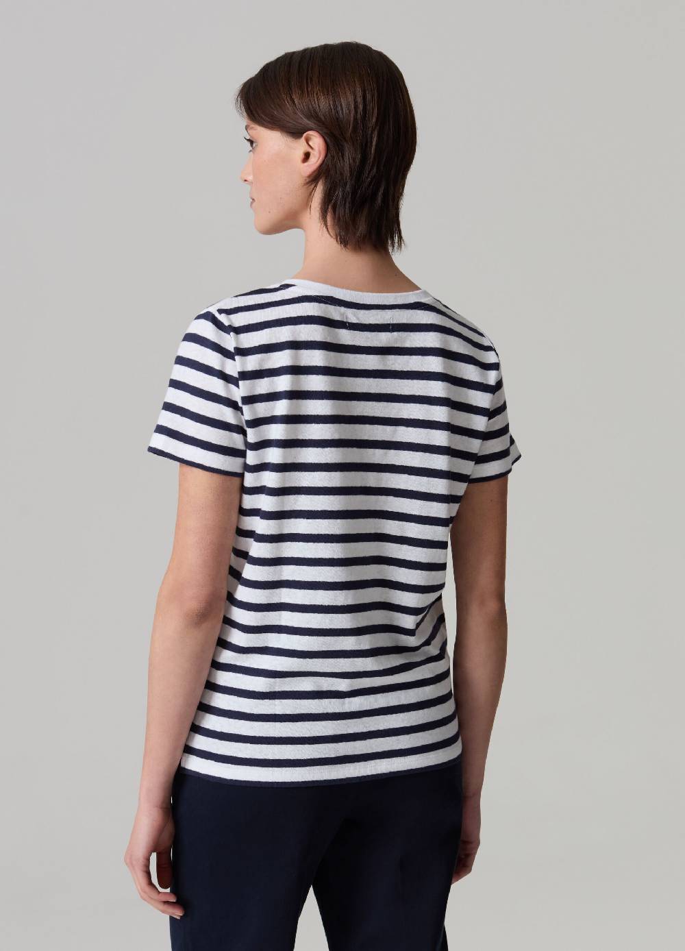 Ovs T-shirt In Lino E Cotone A Righe Scollo A V