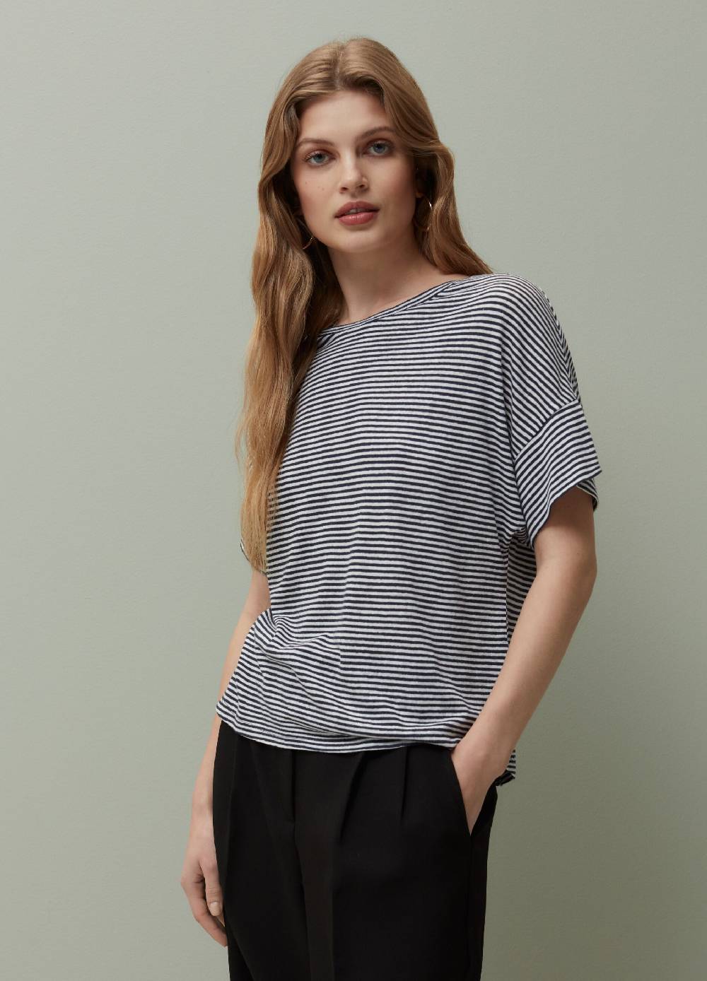 Ovs T-shirt In Lino E Viscosa A Righe