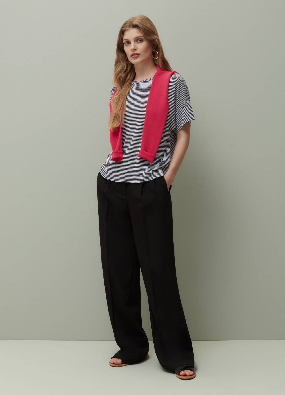 Ovs T-shirt in lino e viscosa a righe