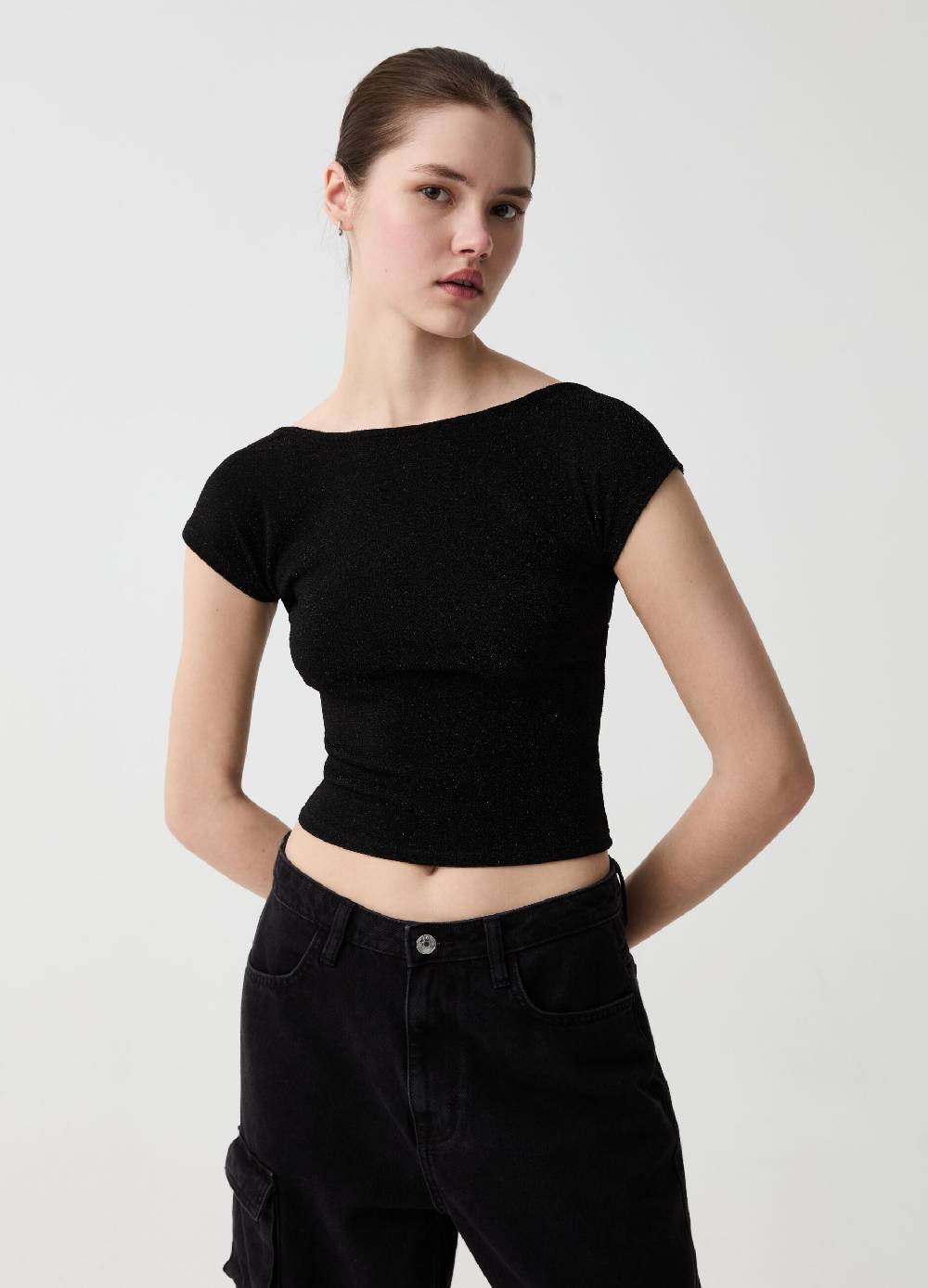 Ovs T-shirt In Lurex Con Schiena Scoperta