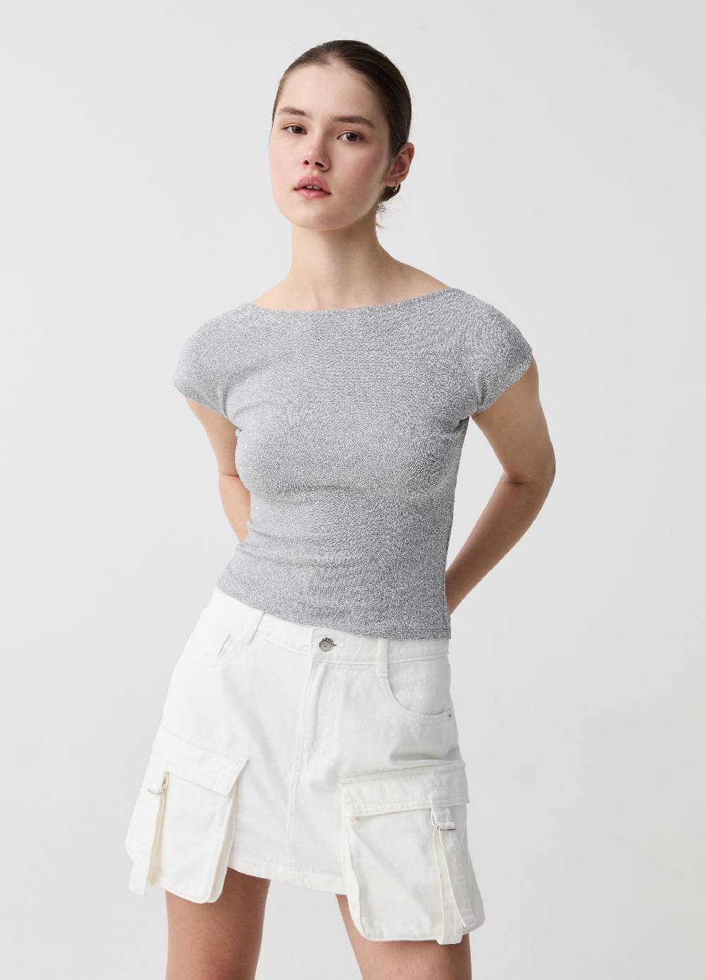 Ovs T-shirt in lurex con schiena scoperta