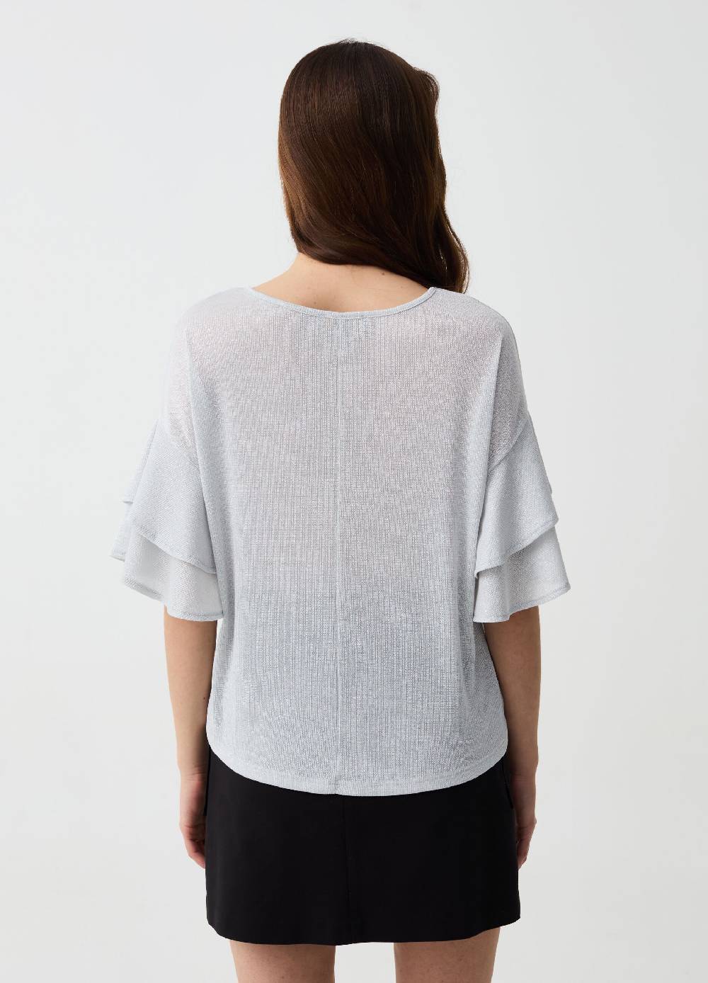 Ovs T-shirt In Lurex Maniche Con Balze