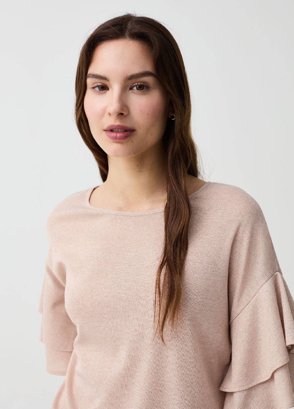 Ovs T-shirt In Lurex Maniche Con Balze