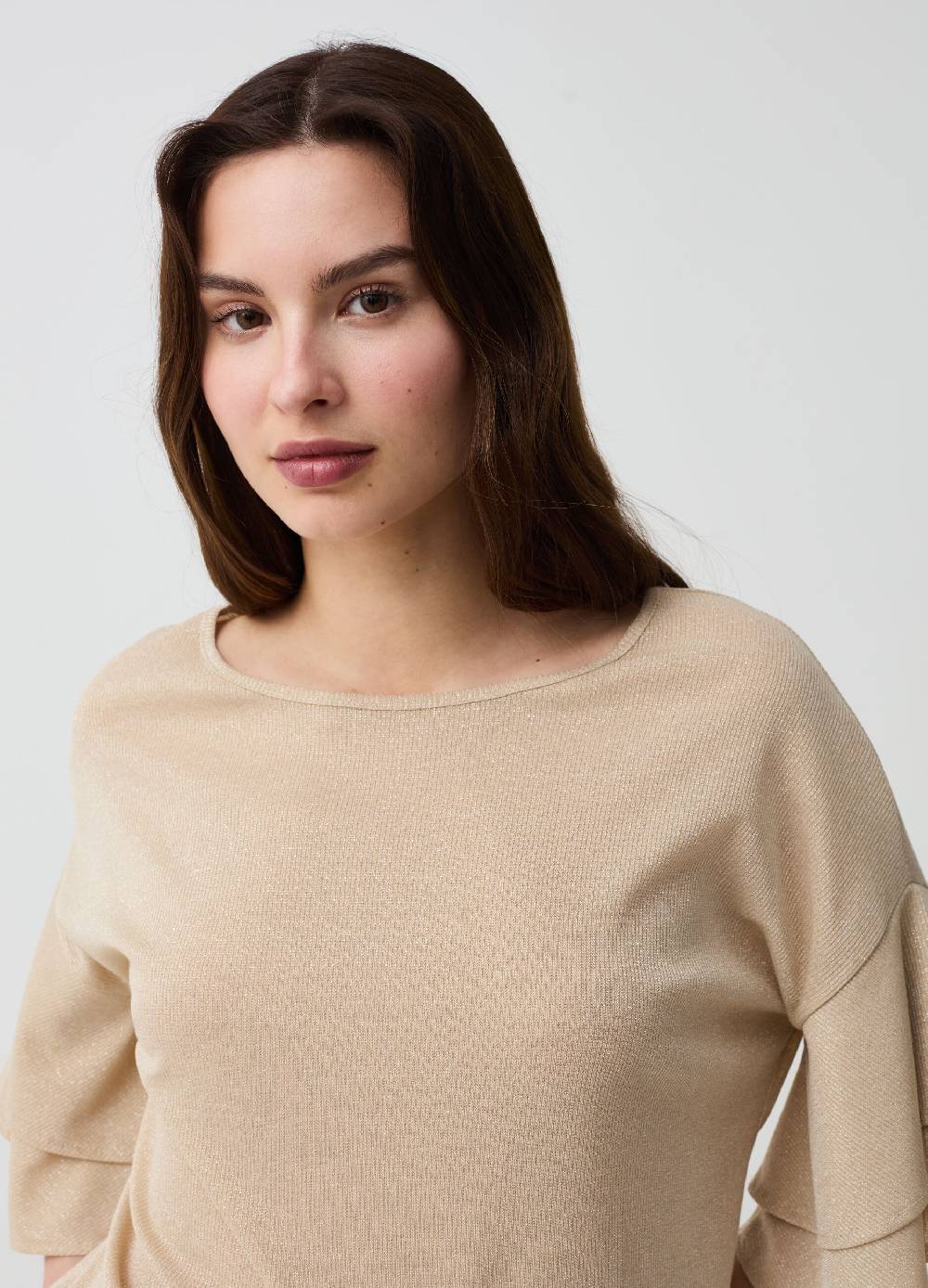 Ovs T-shirt In Lurex Maniche Con Balze