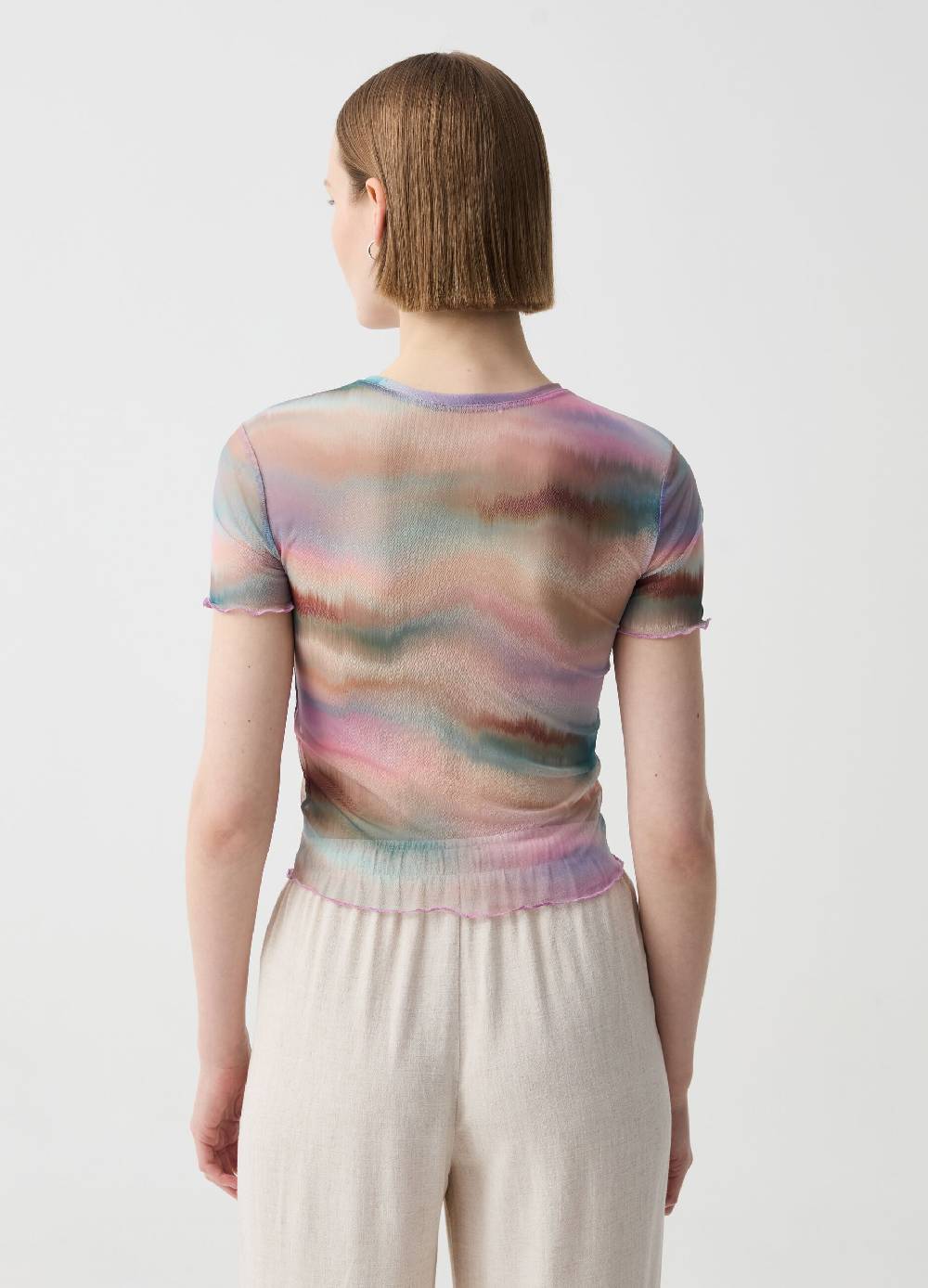 Ovs T-shirt In Mesh Degrade Con Profili Ondulati