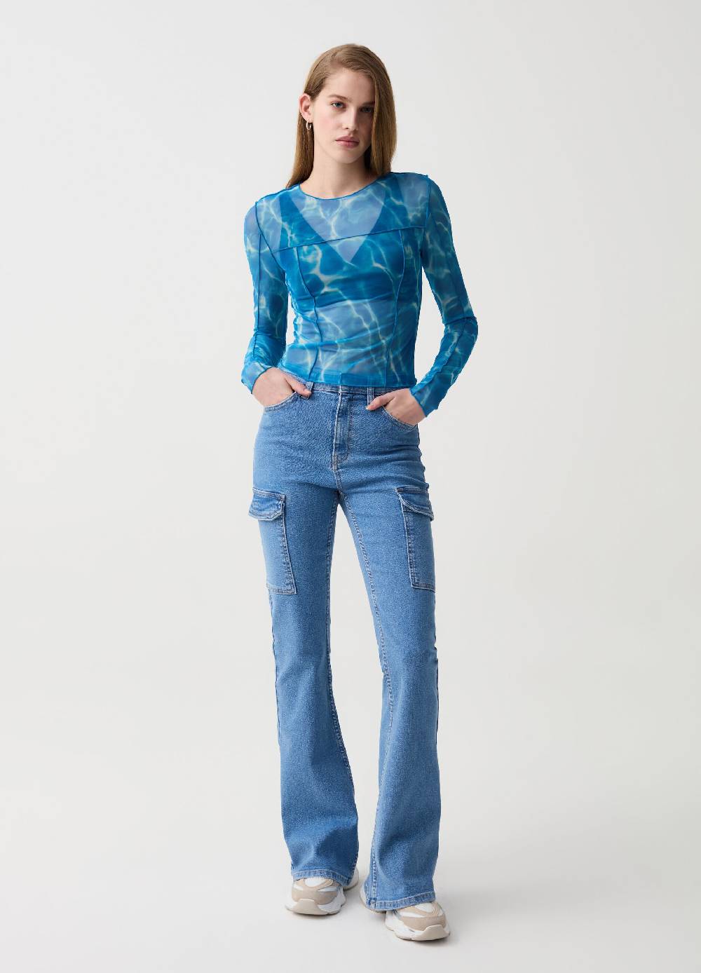 Ovs T-shirt In Mesh Stampa Effetto Acqua