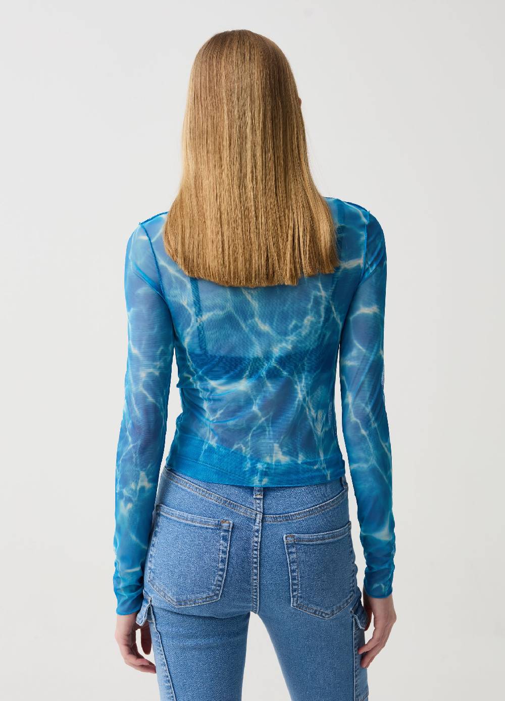 Ovs T-shirt In Mesh Stampa Effetto Acqua