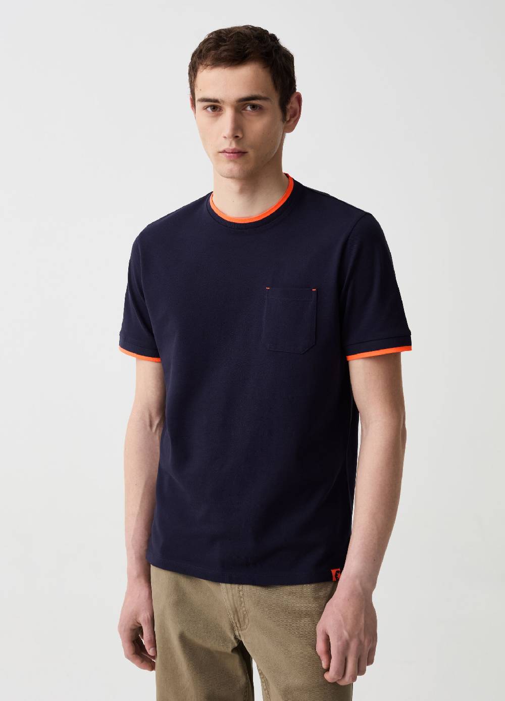 Ovs T-shirt In Piquet Con Dettagli Fluo
