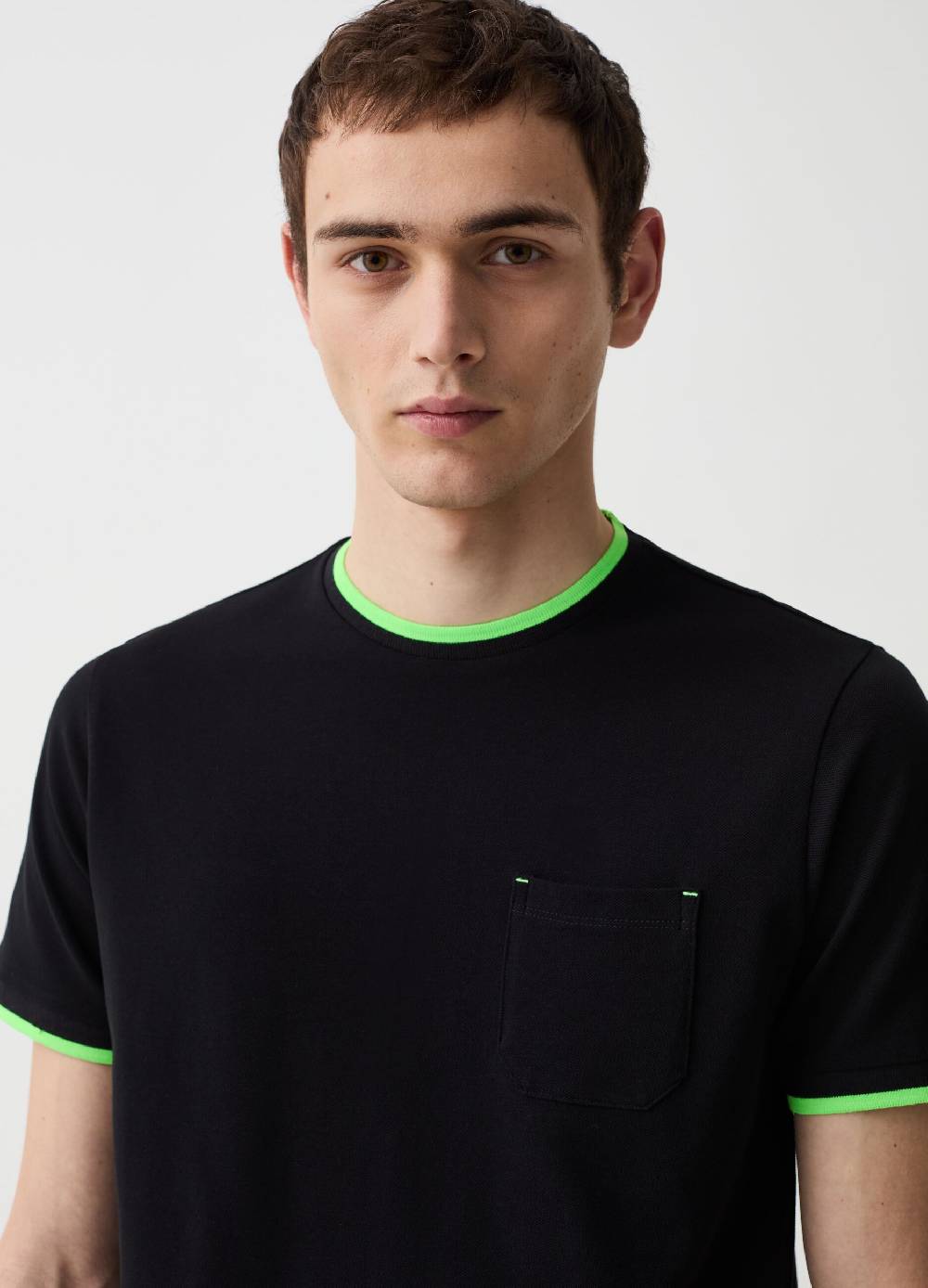 Ovs T-shirt In Piquet Con Dettagli Fluo