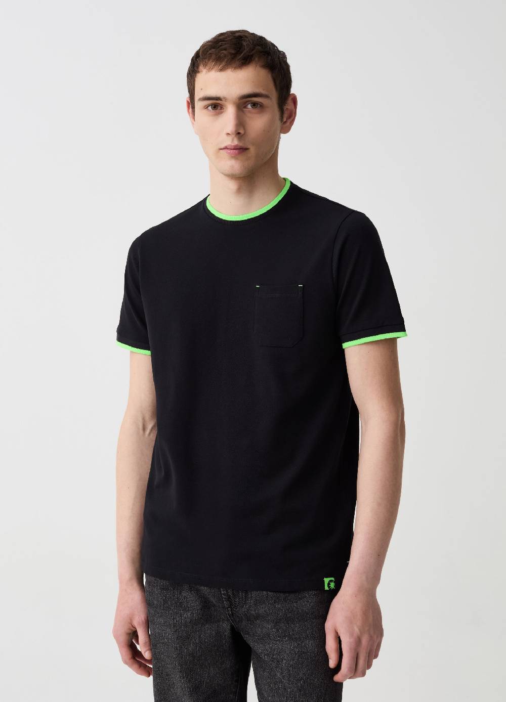 Ovs T-shirt in piquet con dettagli fluo