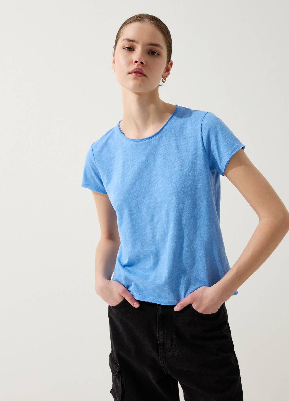 Ovs T-shirt In Slub Jersey Con Scollo Rotondo