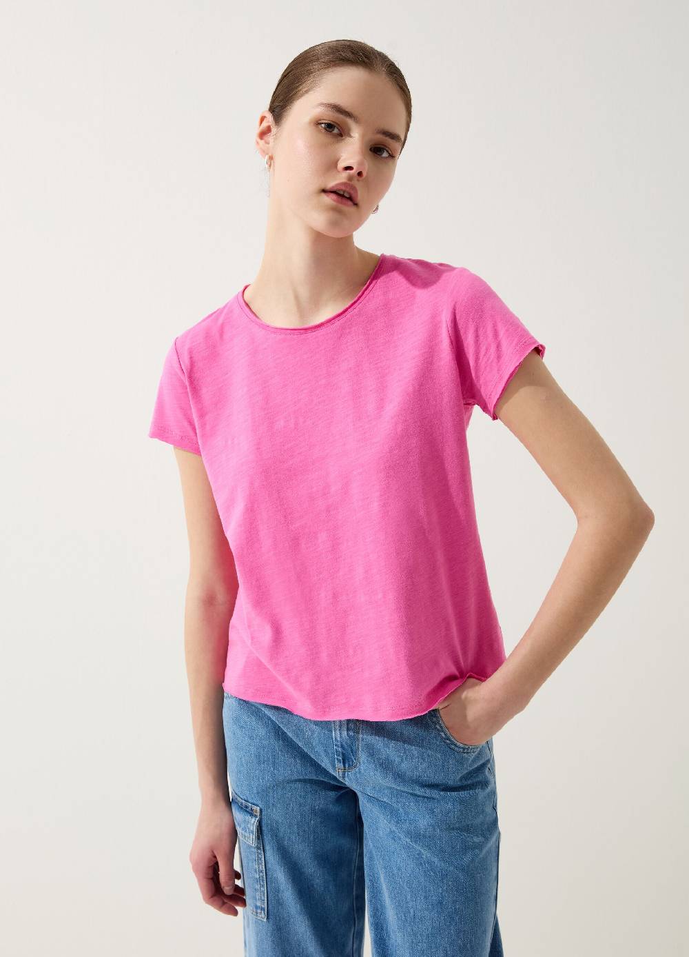 Ovs T-shirt In Slub Jersey Con Scollo Rotondo