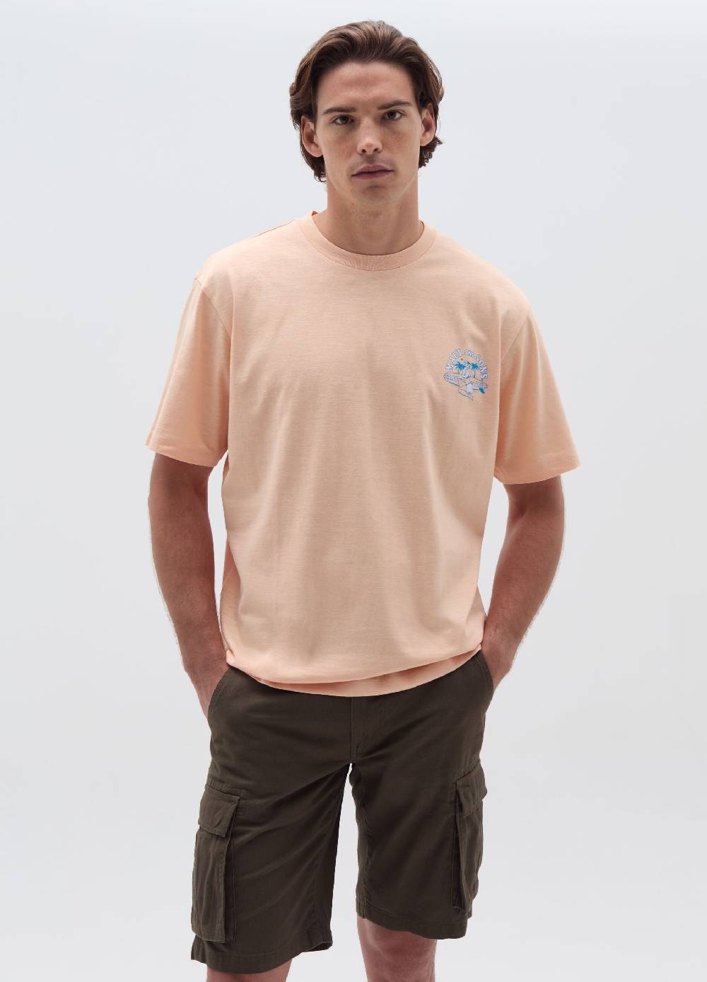 Ovs T-shirt in slub jersey stampa hawaiana surf