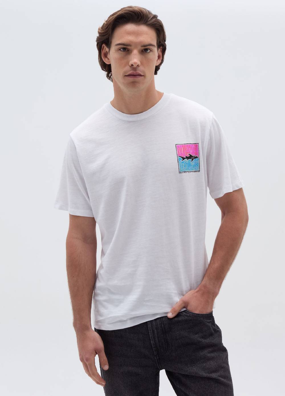 Ovs T-shirt In Slub Jersey Stampa Logo Con Squalo