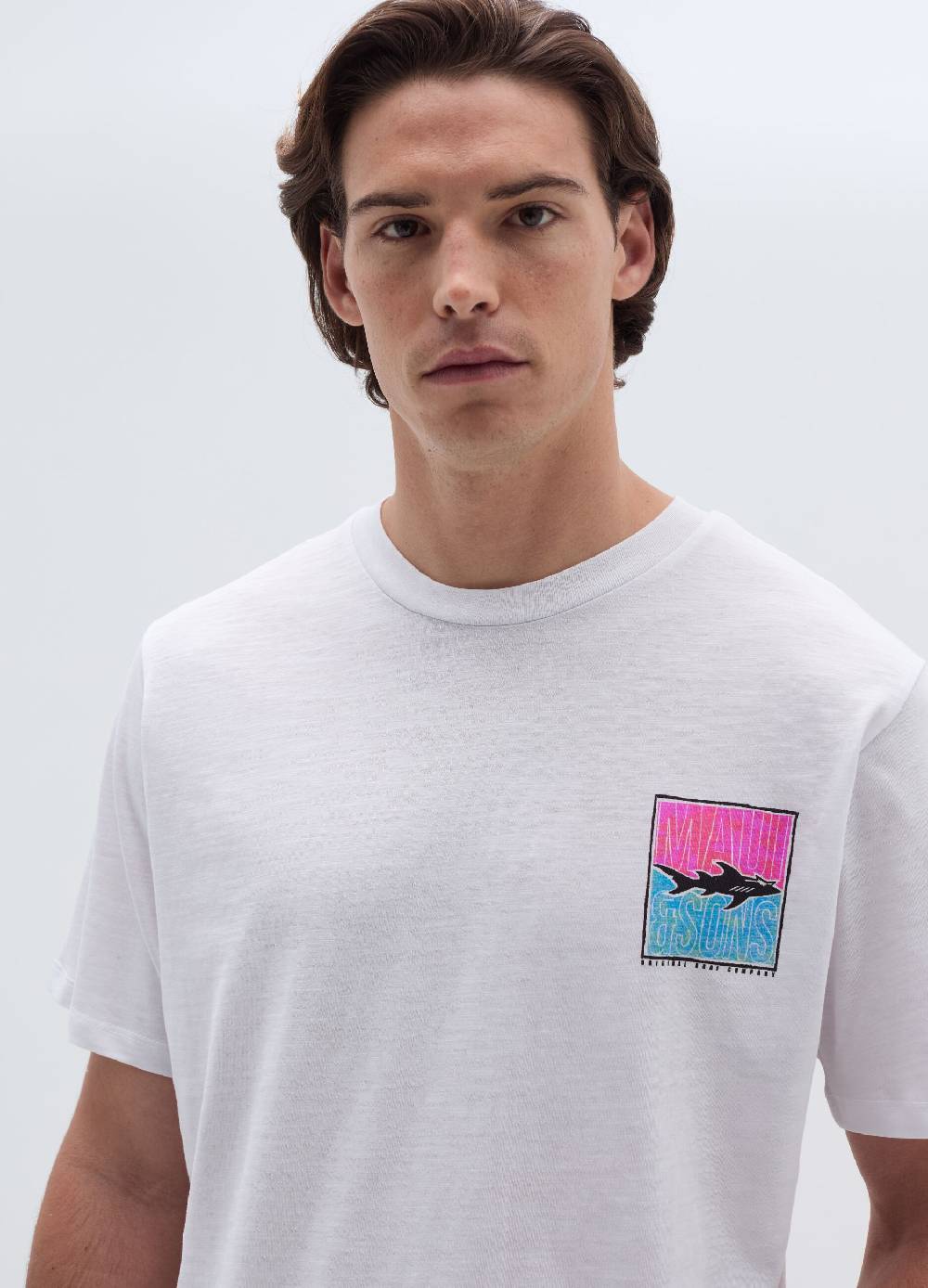 Ovs T-shirt in slub jersey stampa logo con squalo
