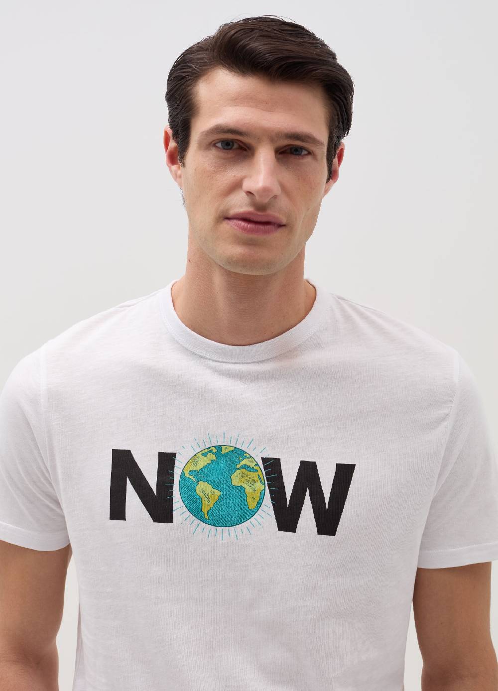 Ovs T-shirt In Slub Jersey Stampa Pianeta Terra